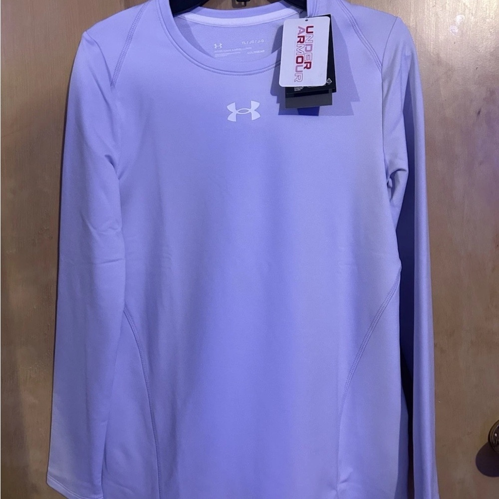 Under Armour GIRLS Cold Gear Long Sleeve Crew Neck Fitted Shirt J-G Violet NWT - Picture 7 of 10